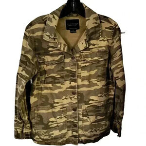 Sanctuary Camo Shirt Jacket Shacket w Pockets Button Front Women's size small